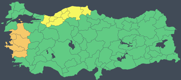 12 il için "sarı" kodlu uyarı: Kuvvetli yağışa dikkat